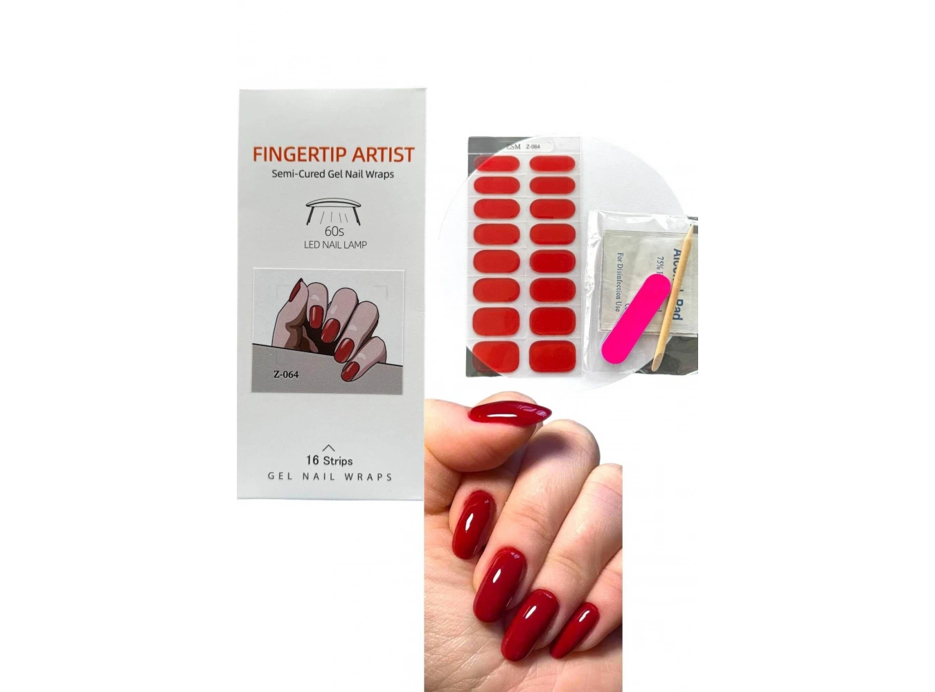 Kırmızı Renk Jel Tırnak Etiketi - Uv Ile Yapılan Poly Jel Sticker Sertleşen -Kürlenmiş Jel Tırnak Stickerı