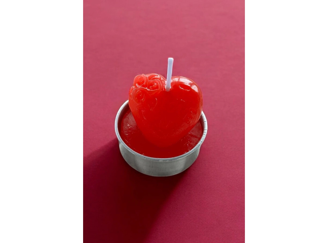 Kırmızı Renk Kalp Figürlü I Love U Yazı Detaylı  Mum