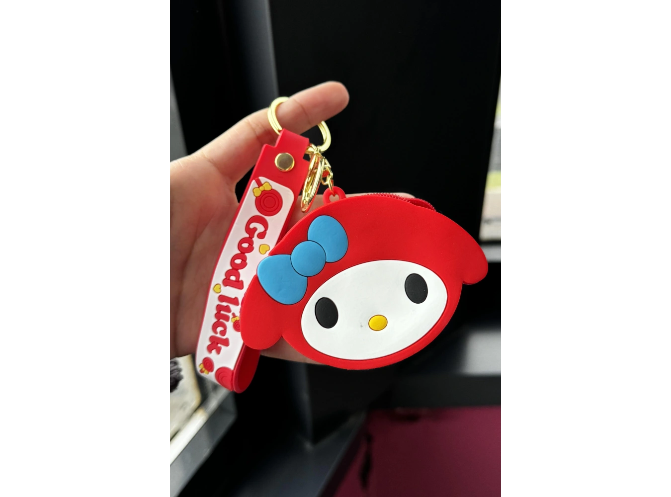 Kırmızı Renk Kedi Figürlü Anahtarlık/Cüzdan