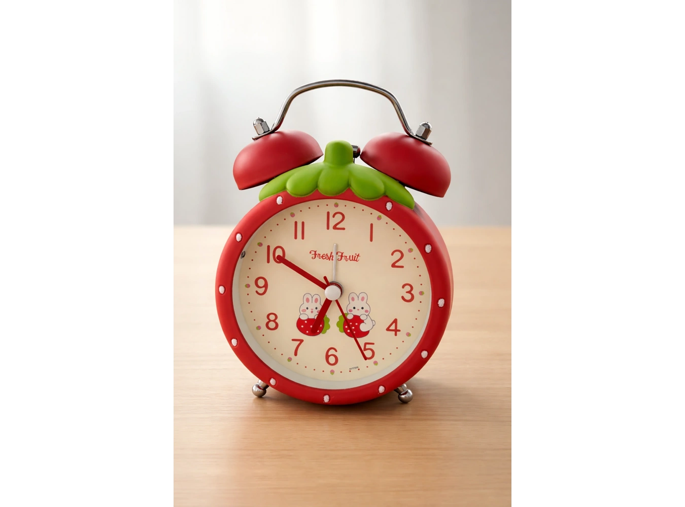 Kırmızı Renk Mini Dekoratif Işıklı Alarmlı Yuvarlak Masa Saati