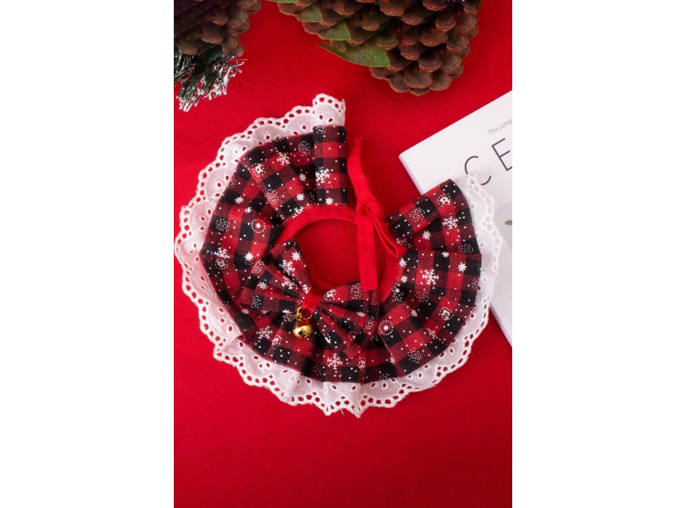 Kırmızı Renk Potikare Ayarlanabilir Desenli Zilli Kedi/ Köpek Tasması