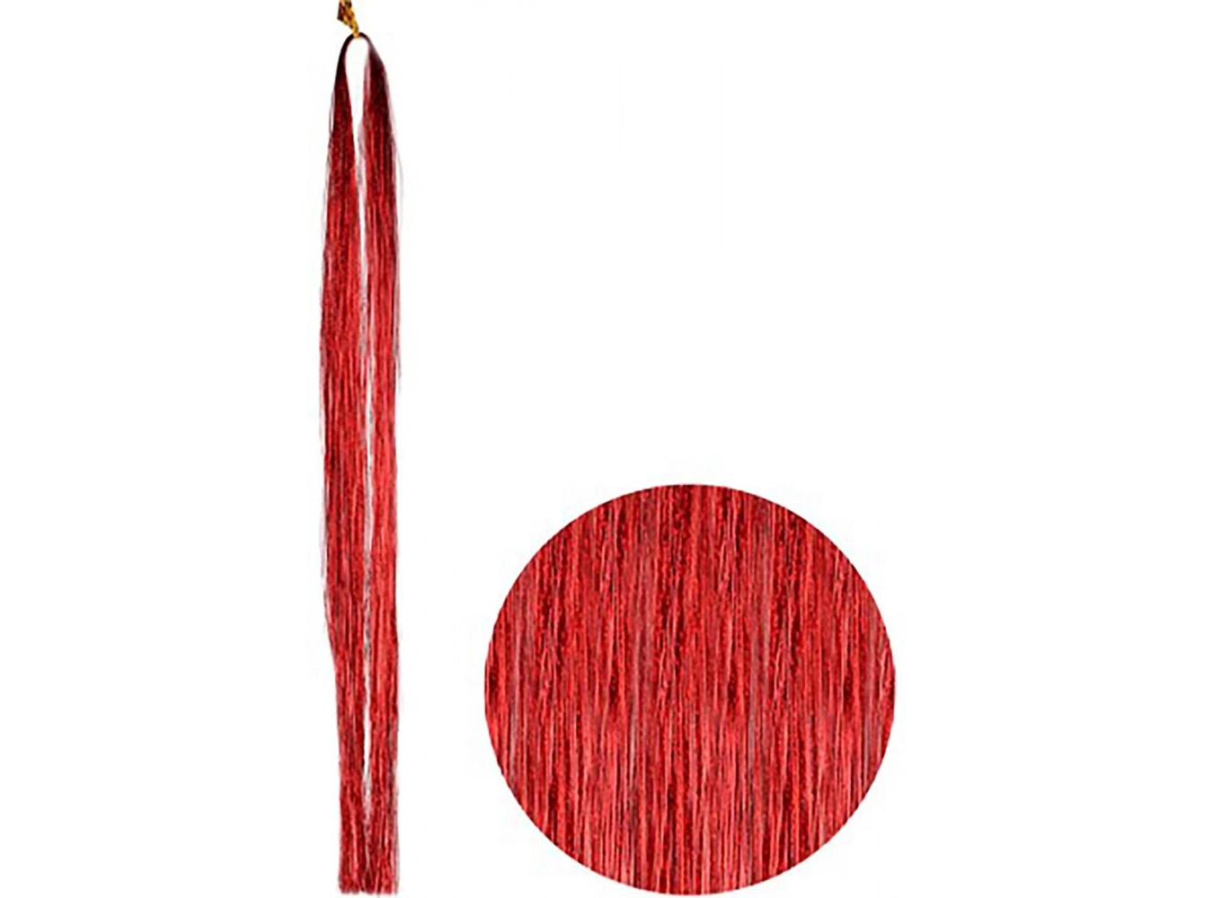 Kırmızı Renk Simli Yan Postiş Hair Tinsel Shiny Hair (50 Cm)