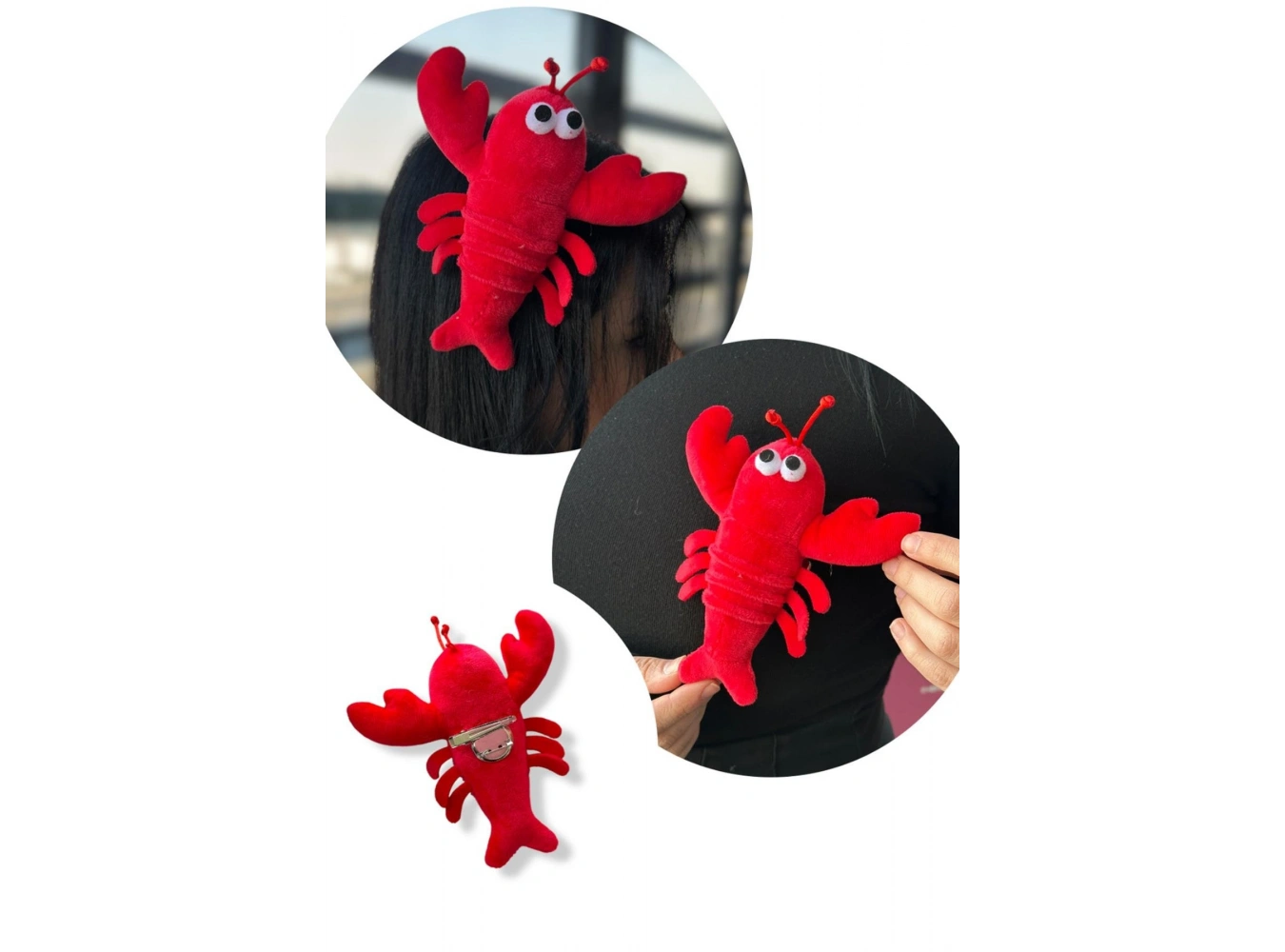 Kırmızı Renk Yengeç Figürlü Rozet/ Toka