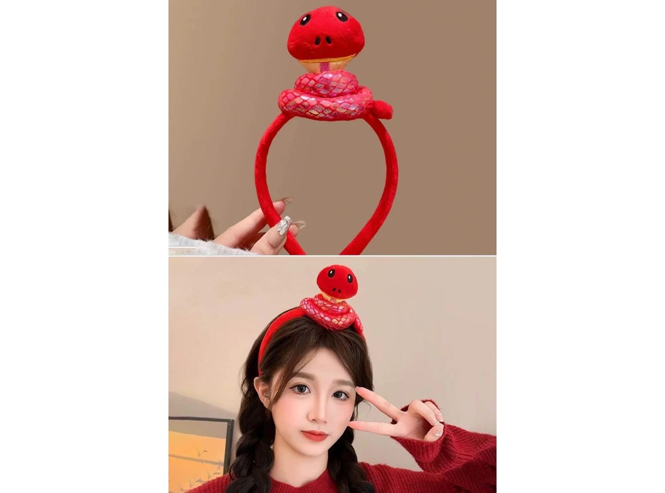 Kırmızı Renk Yılan Figürlü Taç