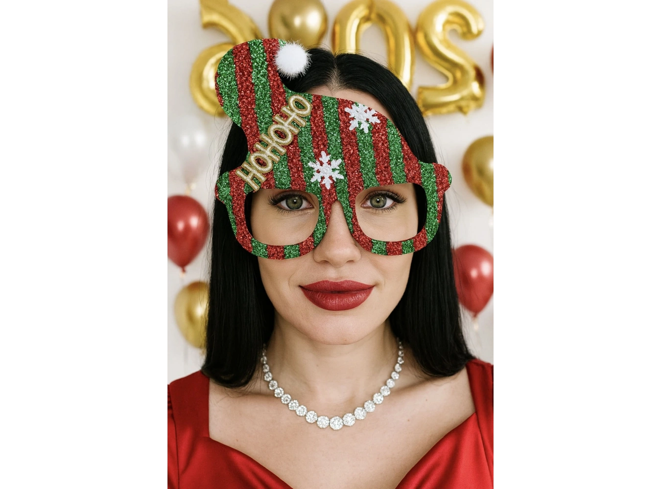 Kırmızı Renk Yılbaşı Temalı Gözlük