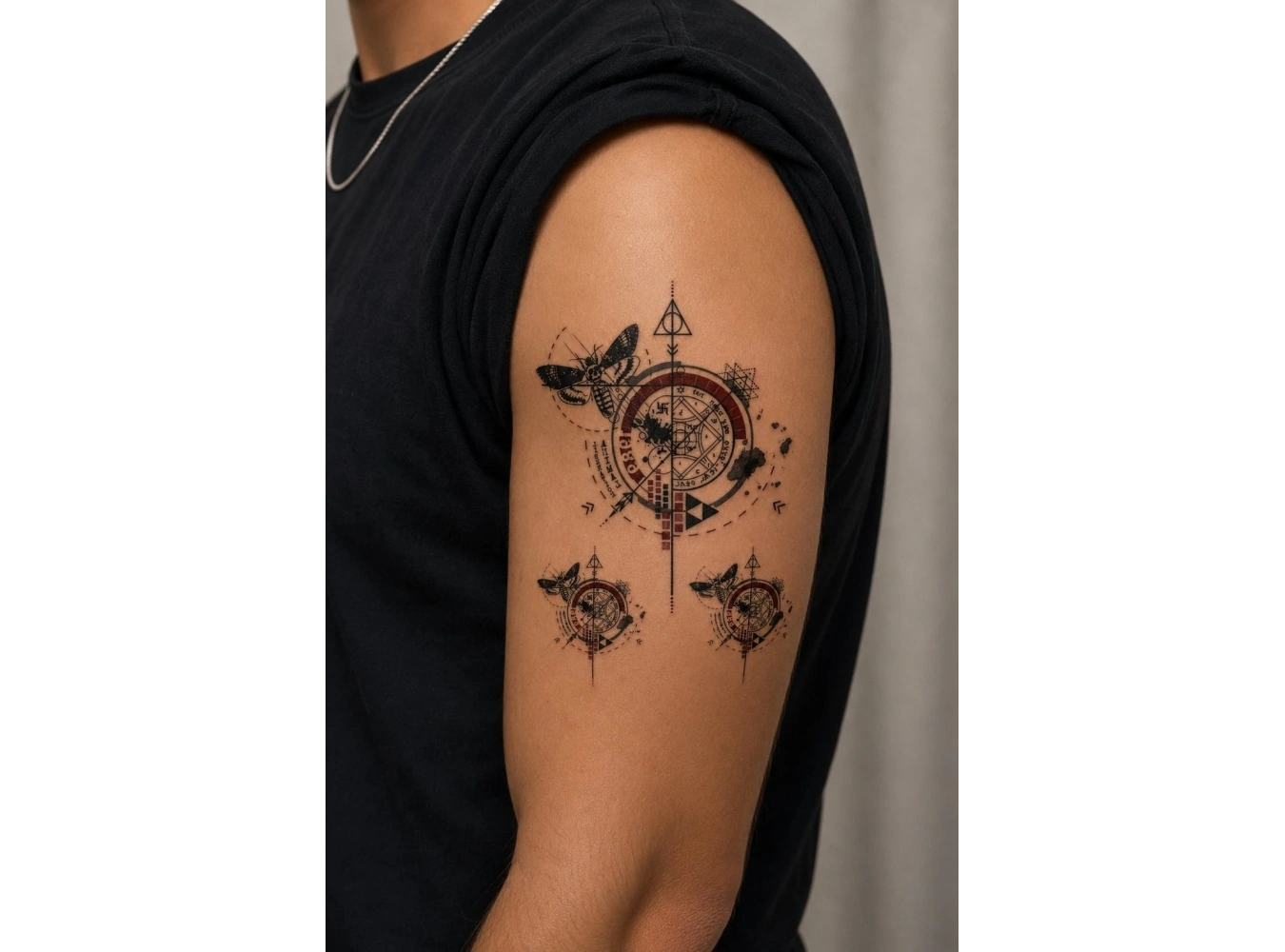 Kırmızılı Pusula Geçici Dövme Tattoo