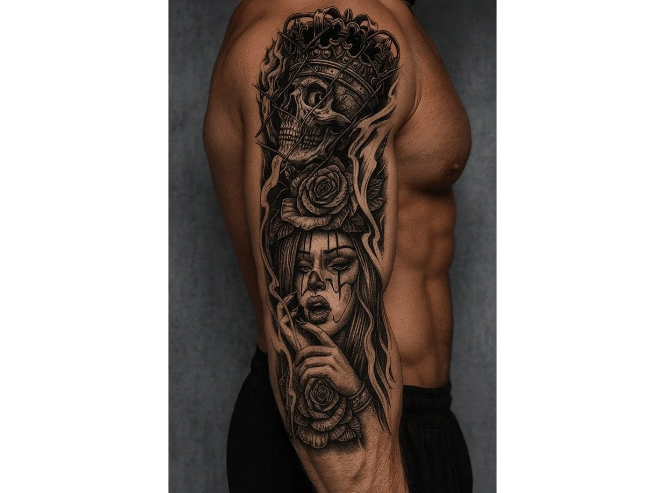Kız Kurukafa Kol Sonradan Kararan Yarı Kalıcı Geçici Dövme Tattoo