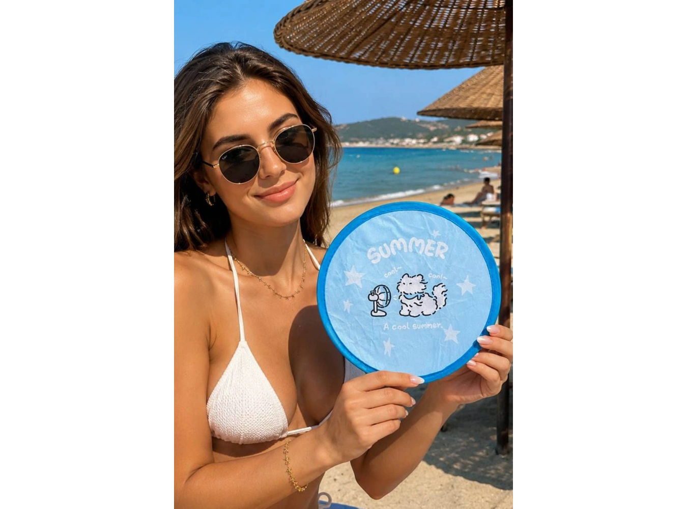 Köpek   Desenli Katlanabilir Yelpaze