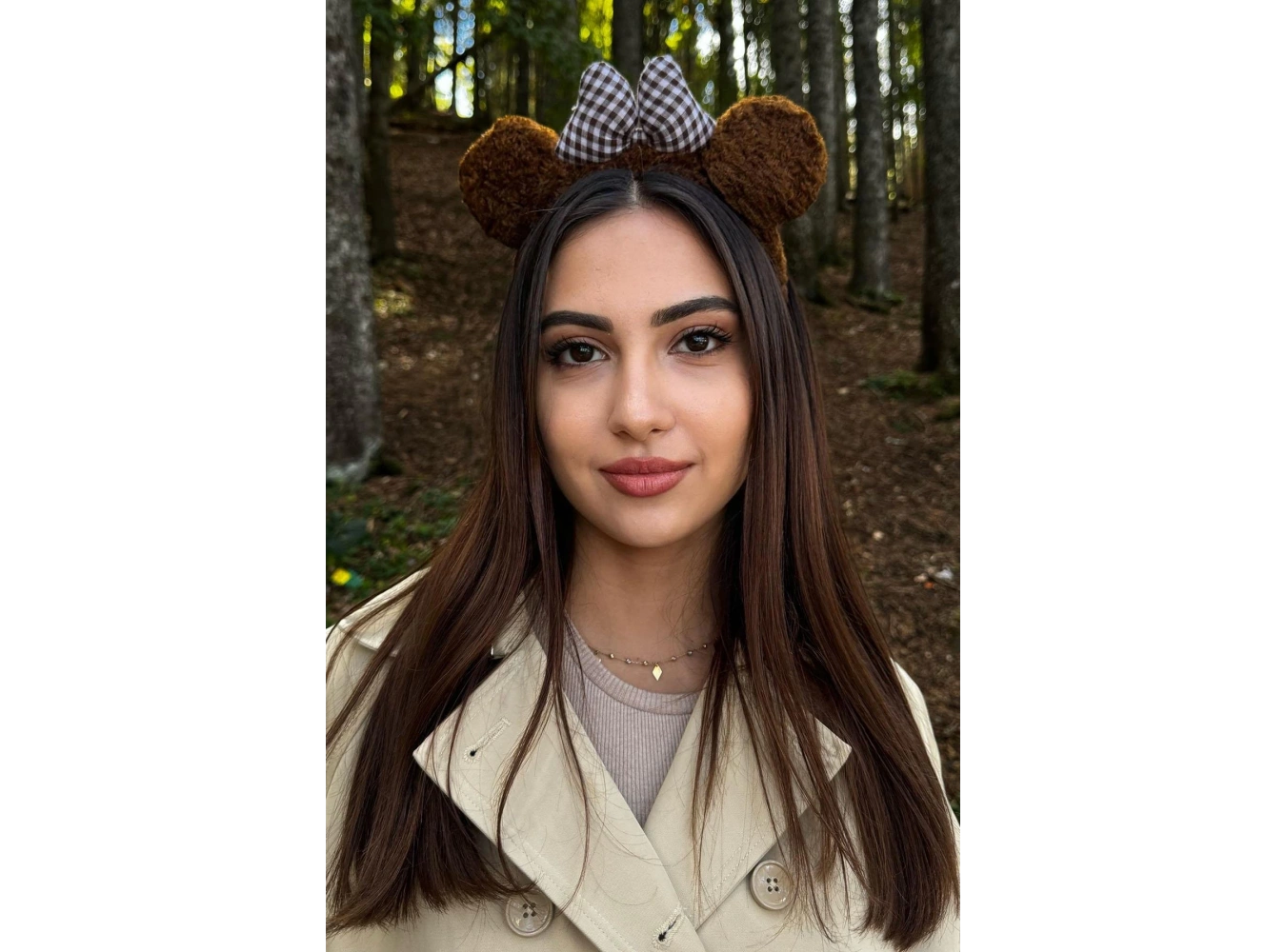 Koyu Kahve Renk Ayıcık Figürlü Kurdele Detaylı Peluş Taç