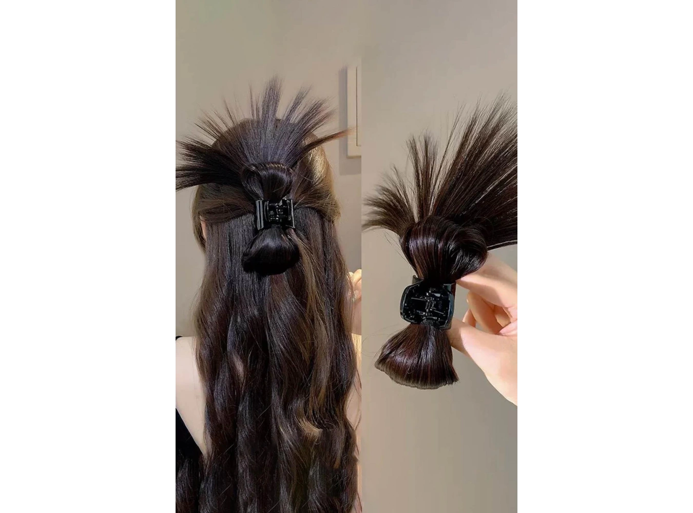 Koyu Kahve Renk Dağınık Topuz Detaylı Mandal Toka Ve Tel Toka