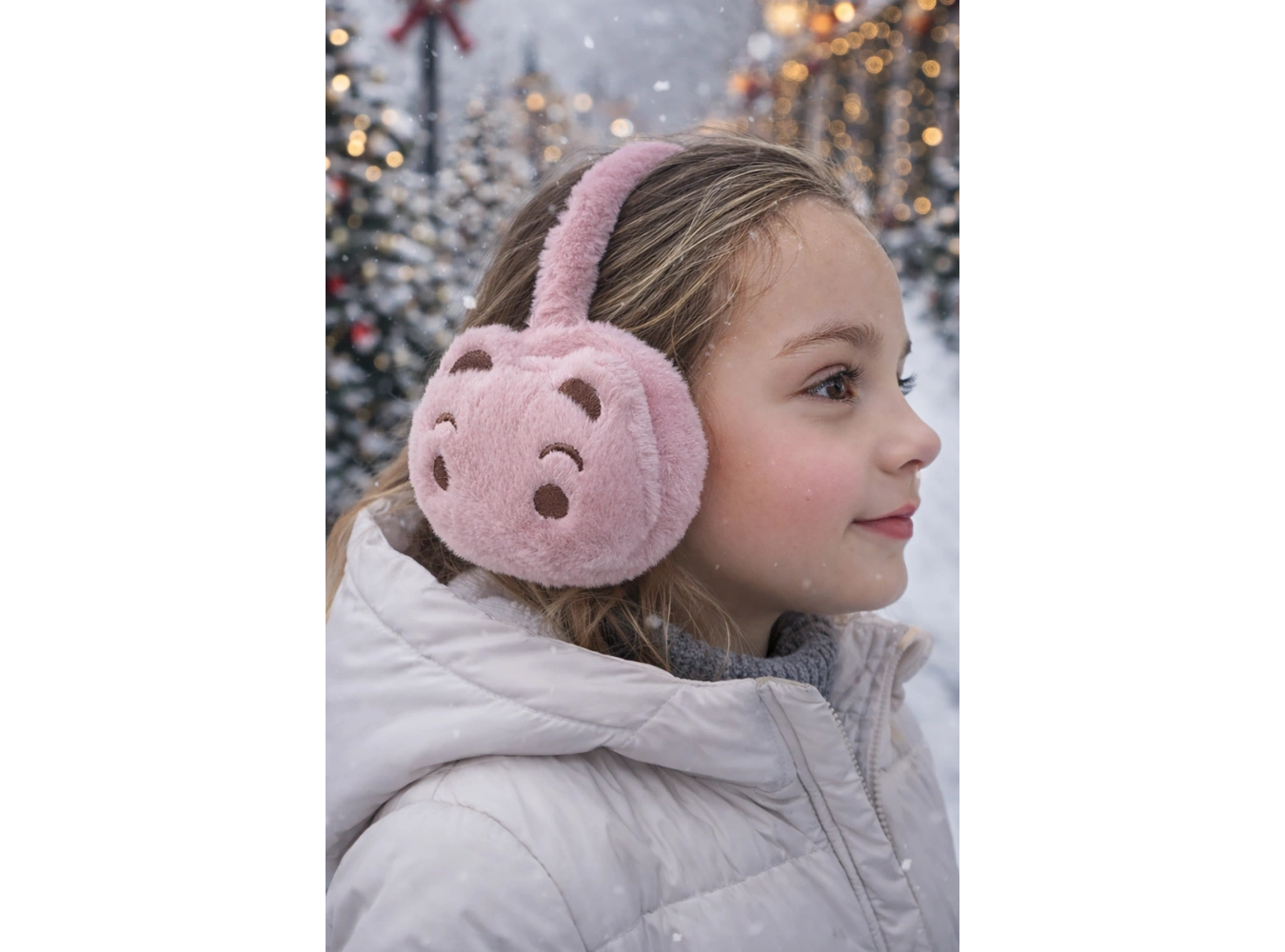 Koyu Pembe Renk Ayıcık Figürlü Peluş Kulaklık