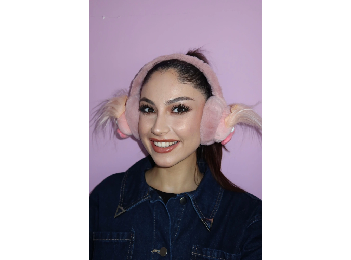 Koyu Pembe Renk Canavar Figürlü Peluş Kulaklık