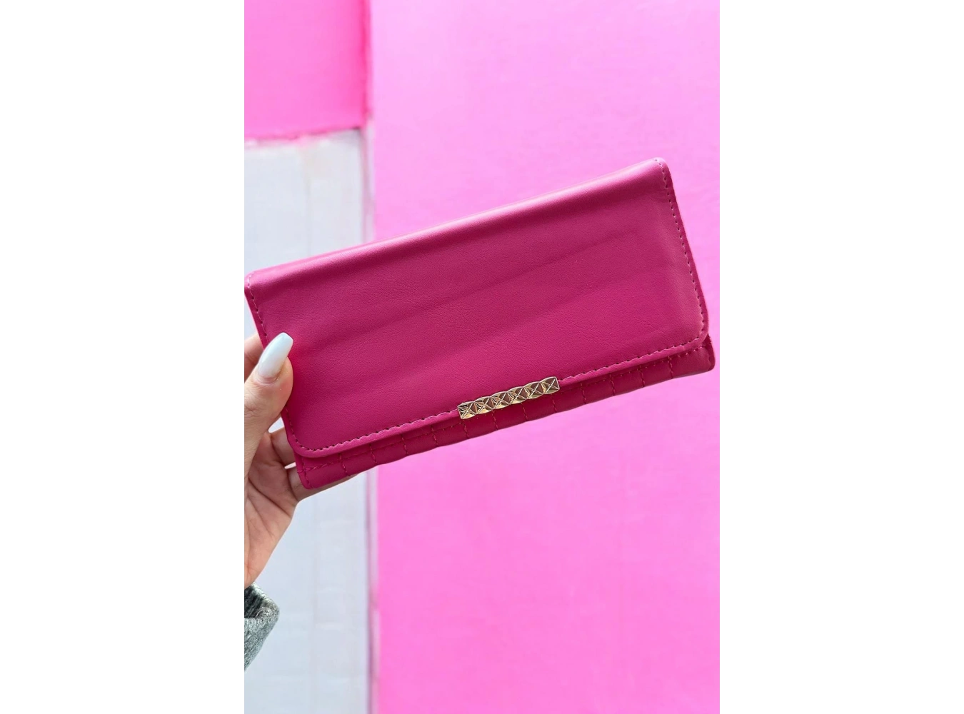 Koyu Pembe Renk Deri Kadın Cüzdan