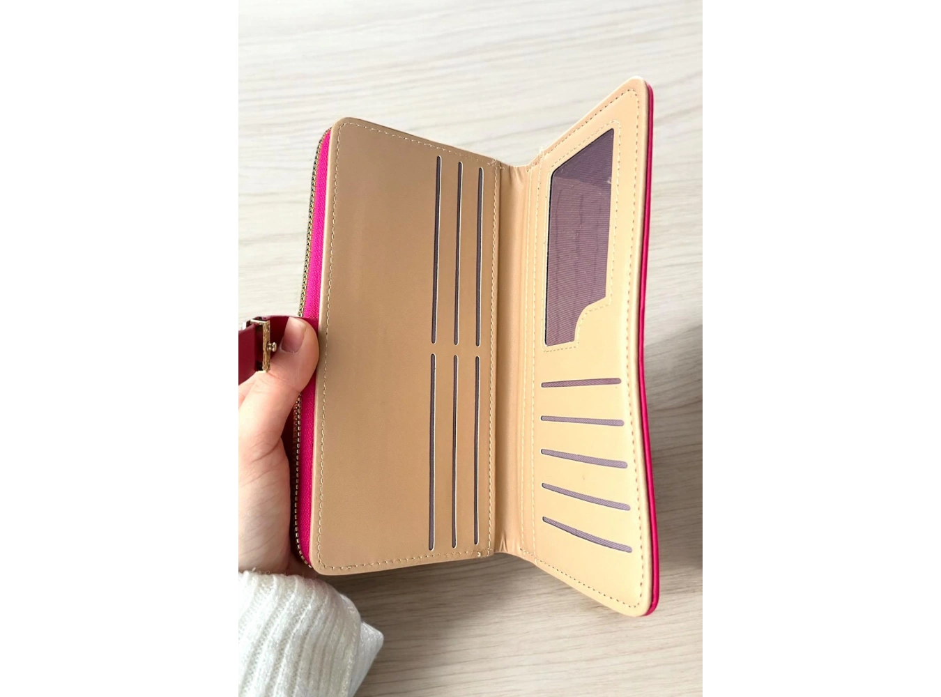 Koyu Pembe Renk Deri Kadın Cüzdan