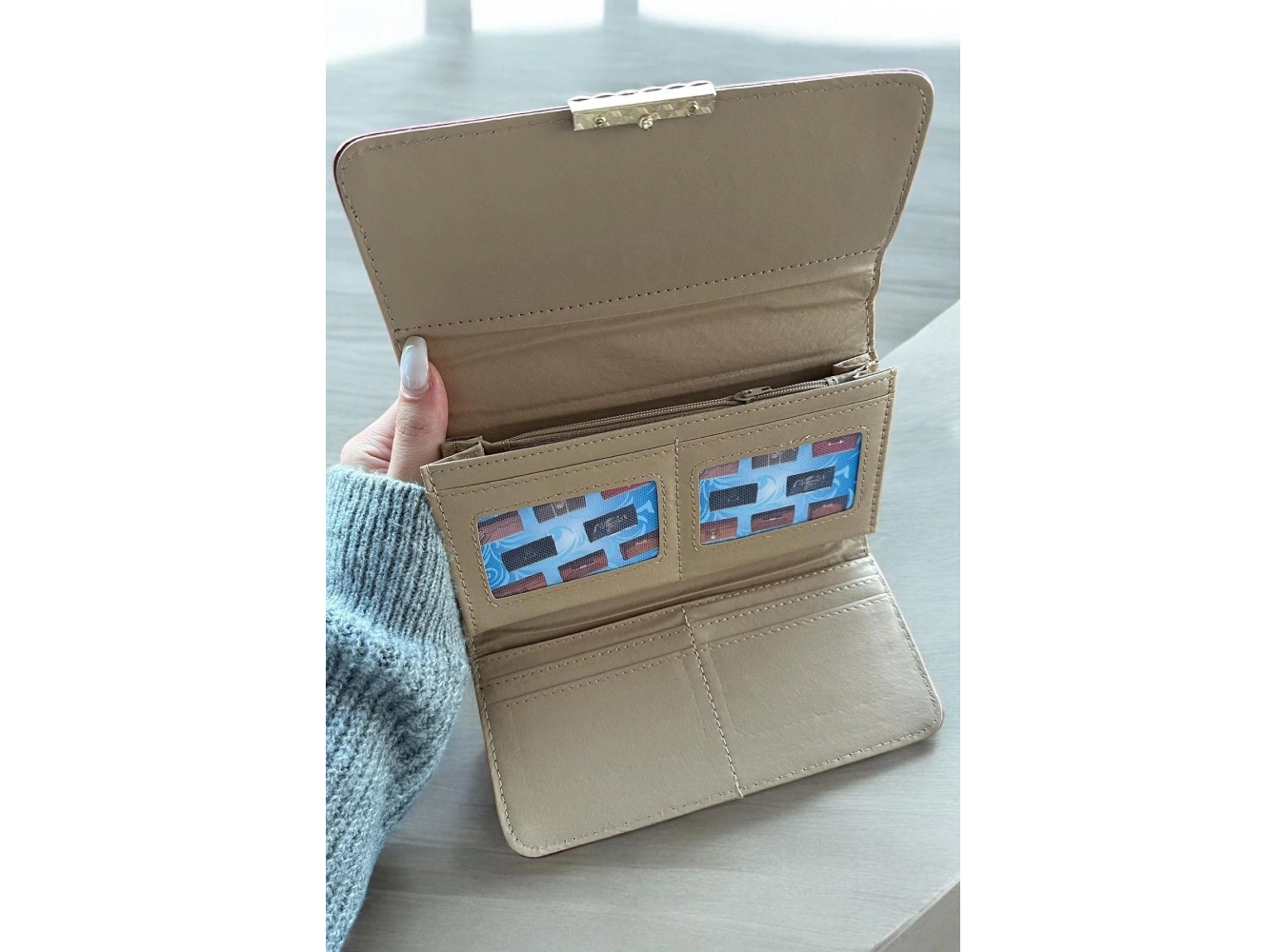 Koyu Pembe Renk Deri Kadın Cüzdan