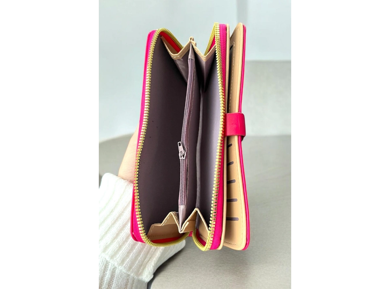 Koyu Pembe Renk Deri Kadın Cüzdan