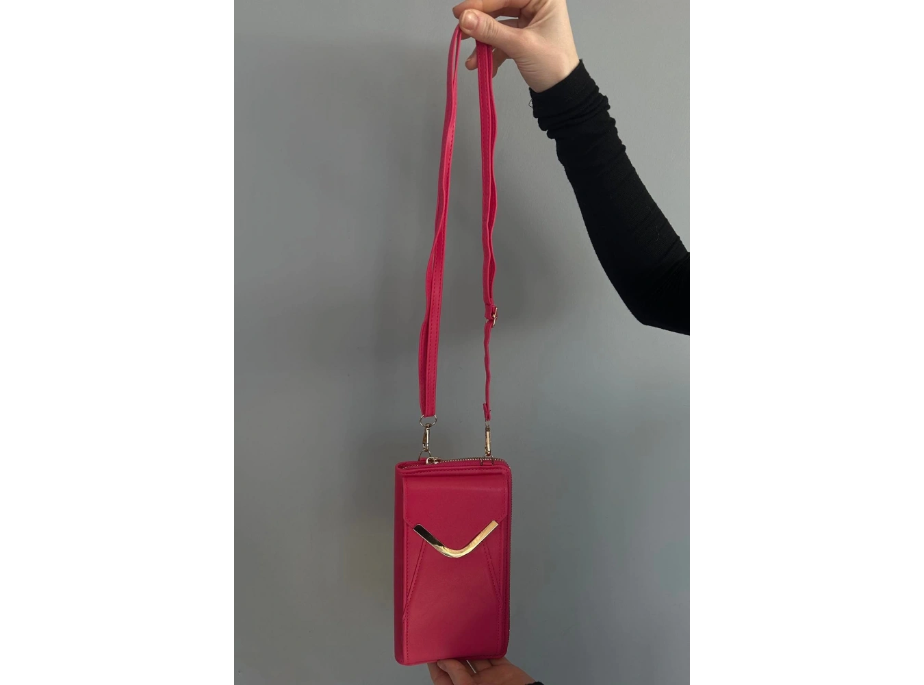 Koyu Pembe Renk Kadın Deri Çanta