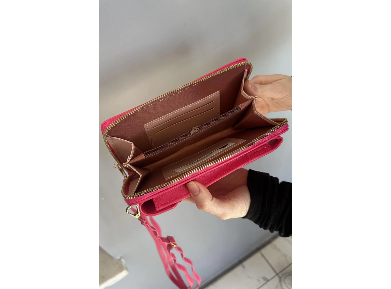 Koyu Pembe Renk Kadın Deri Çanta