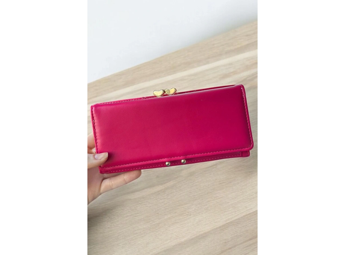 Koyu Pembe Renk Kalp Detaylı Kadın Cüzdan