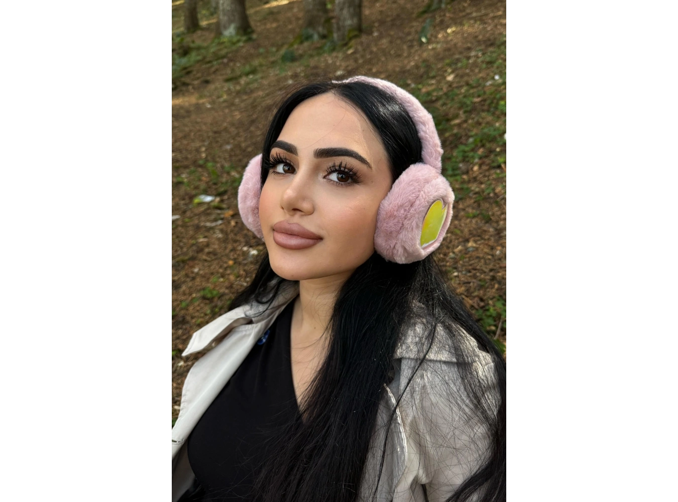 Koyu Pembe Renk Kalp Figürlü Peluş Kulaklık