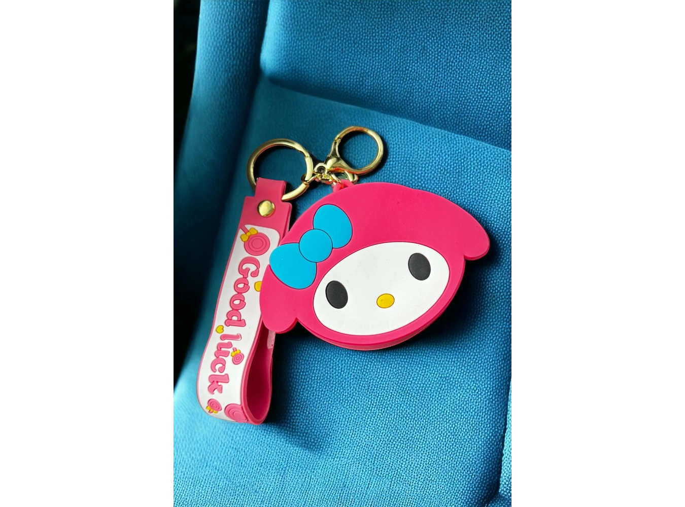 Koyu Pembe Renk Kedi Figürlü Anahtarlık/Cüzdan