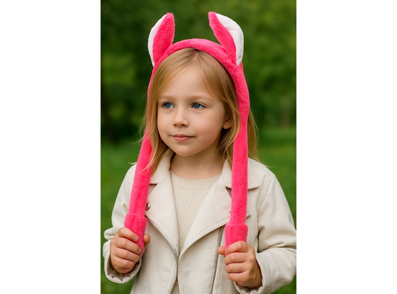 Koyu Pembe Renk Kulakları Oynayan Peluş Taç