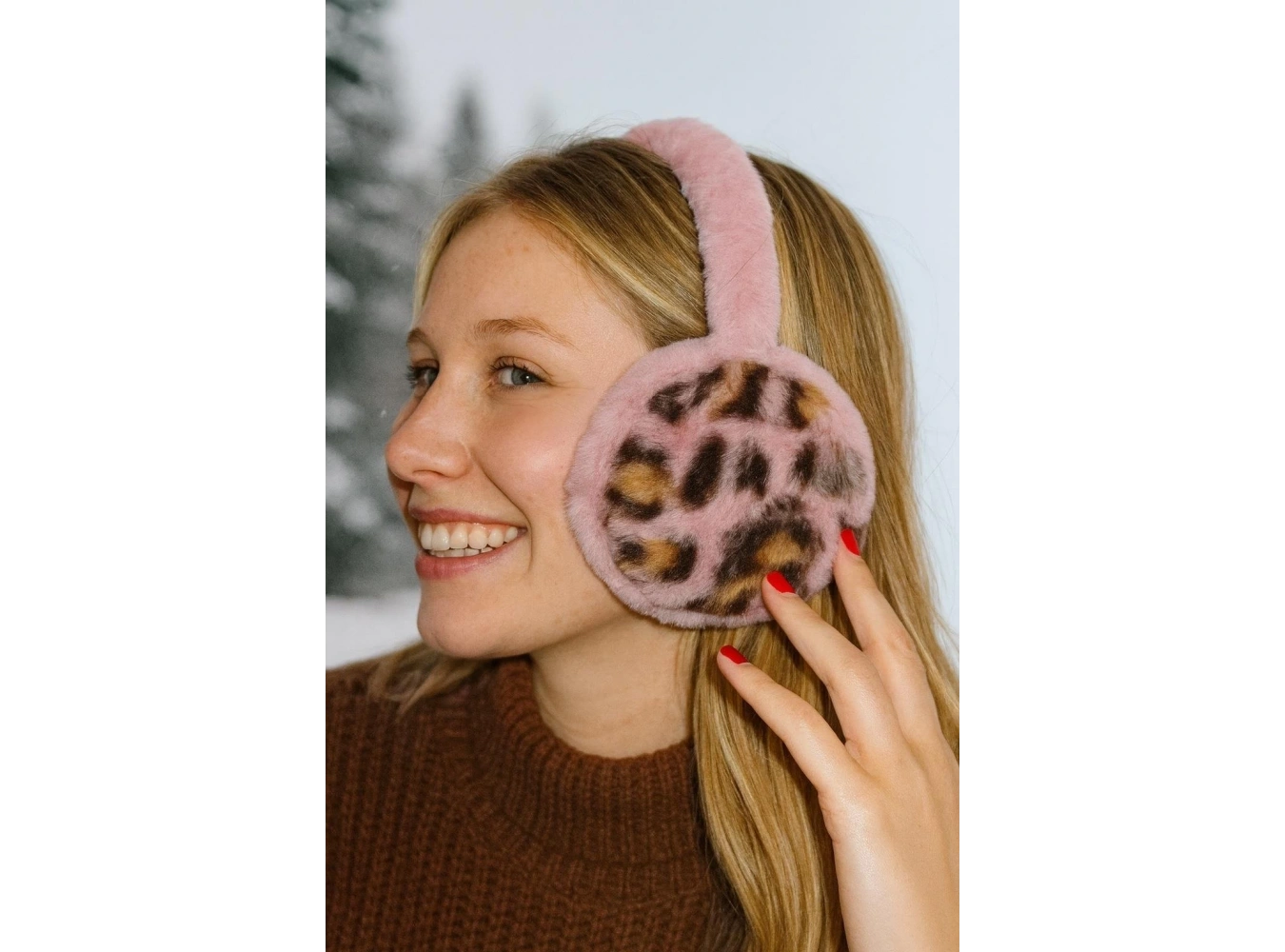 Koyu Pembe Renk Leopar Detaylı Peluş Kulaklık