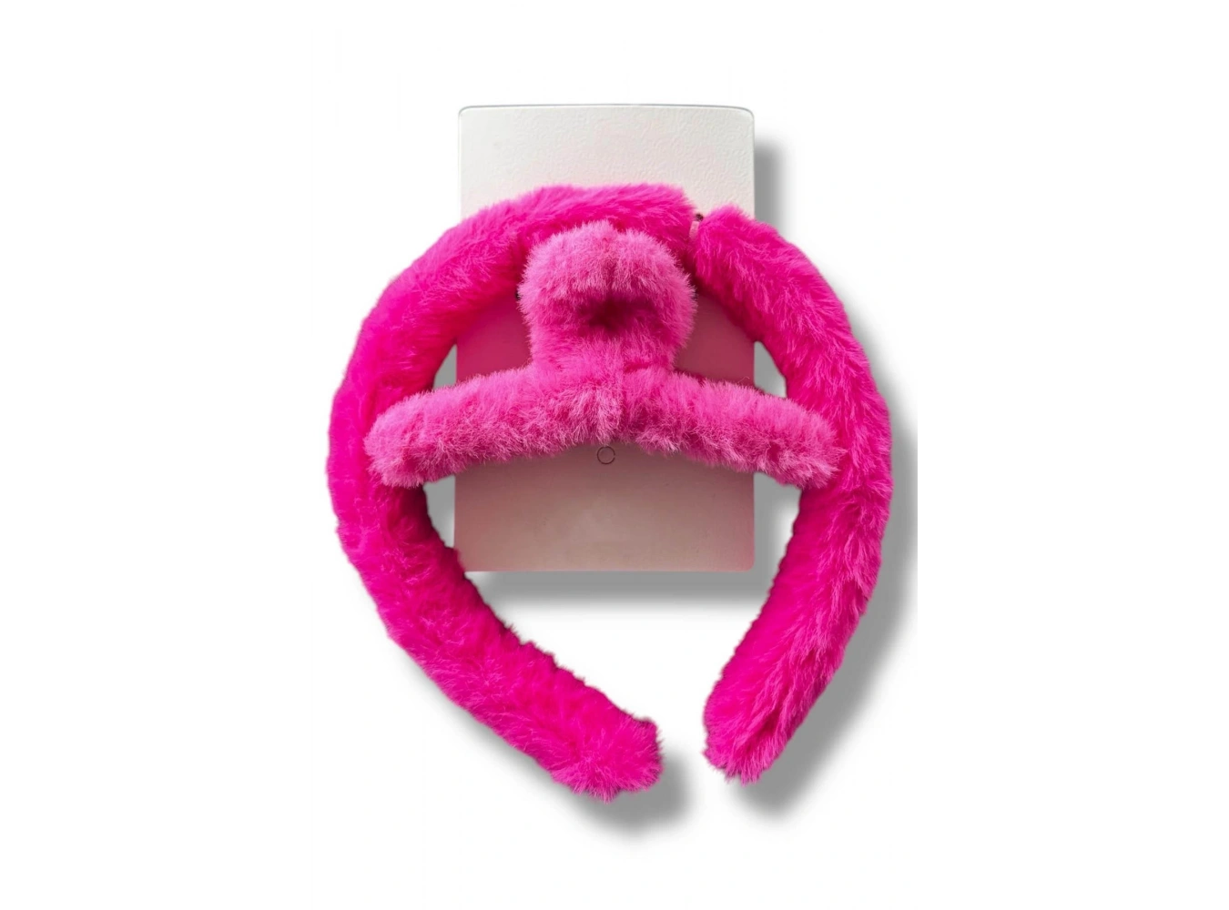 Koyu Pembe Renk Peluş Mandal Toka Ve Taç Set