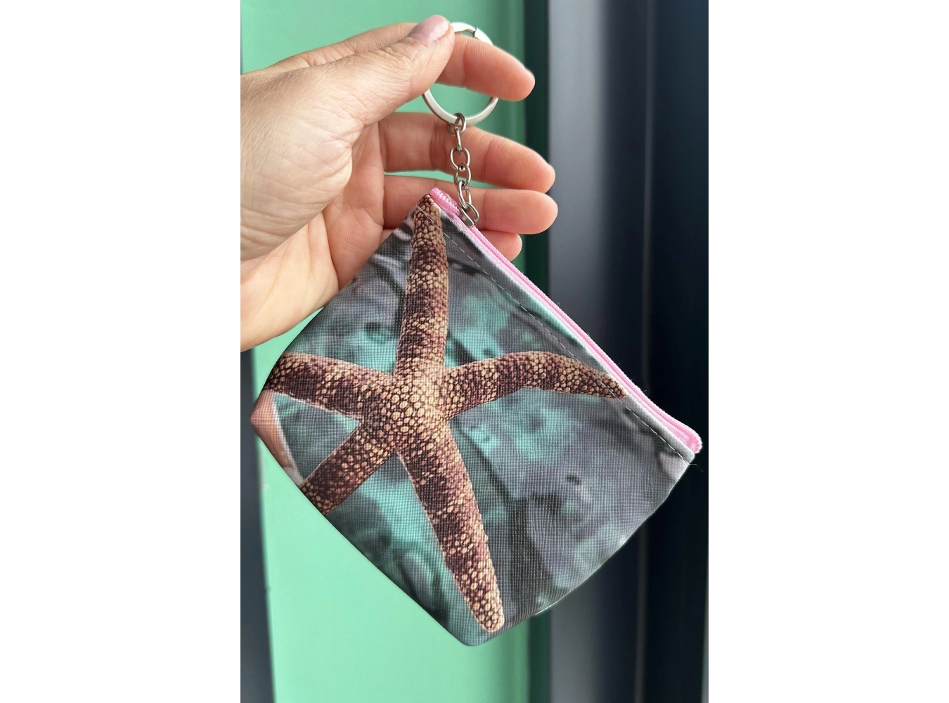 Koyu Yeşil Renk Deniz Yıldızı Figürlü Anahtarlık /Cüzdan