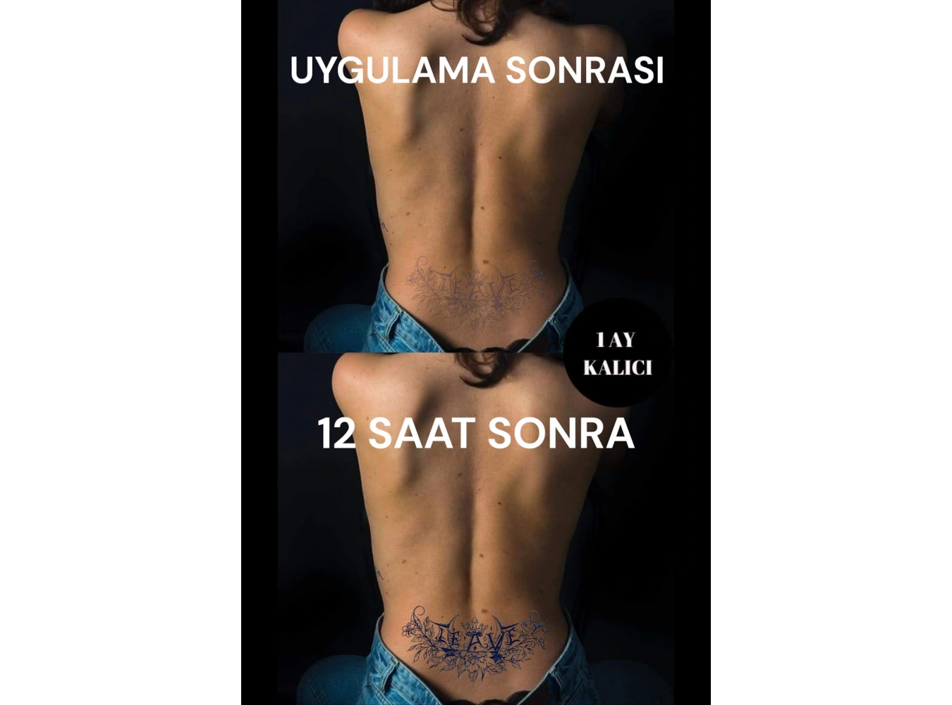 Kral Taç Figürlü Leave Yazılı 12 Saat Sonra Kararan Geçici Dövme Tattoo