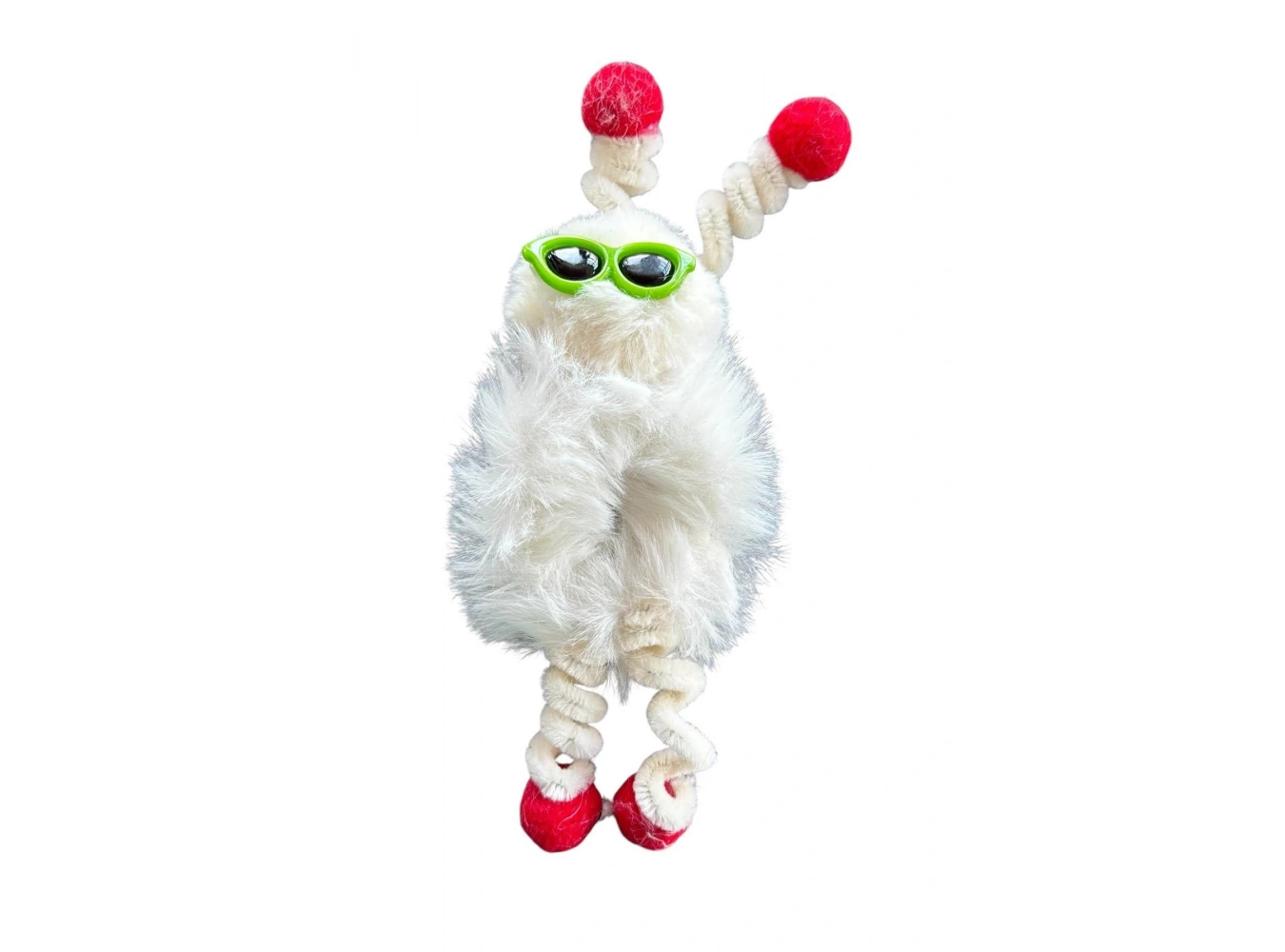 Krem Renk Canavar Figürlü Gözlük Detaylı Peluş Simit Toka