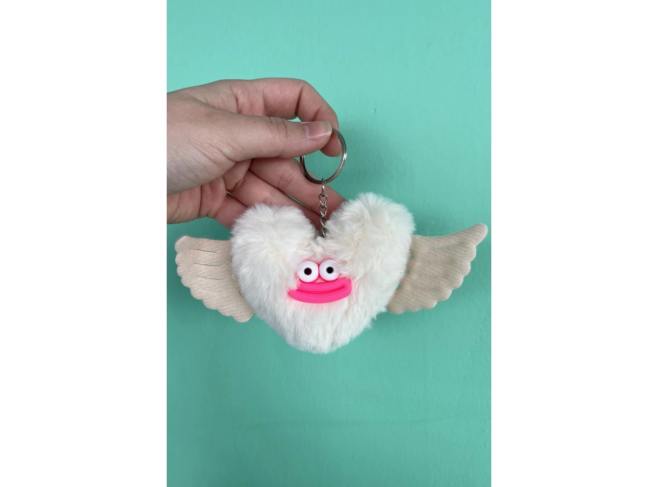 Krem Renk Canavar Figürlü Peluş Anahtarlık