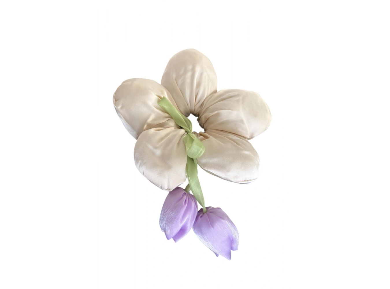 Krem Renk Çiçek Figürlü Sallantılı Simit Toka