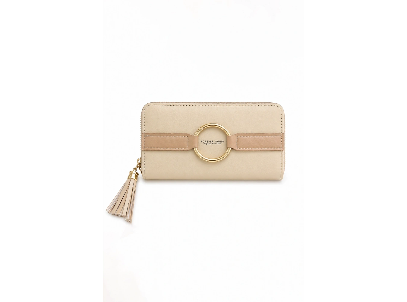 Krem Renk Deri Kadın Cüzdan