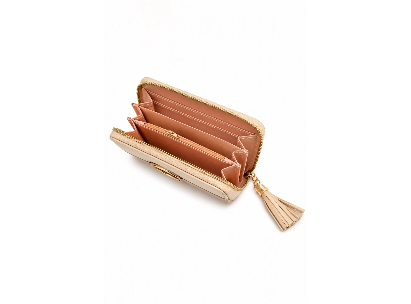 Krem Renk Deri Kadın Cüzdan