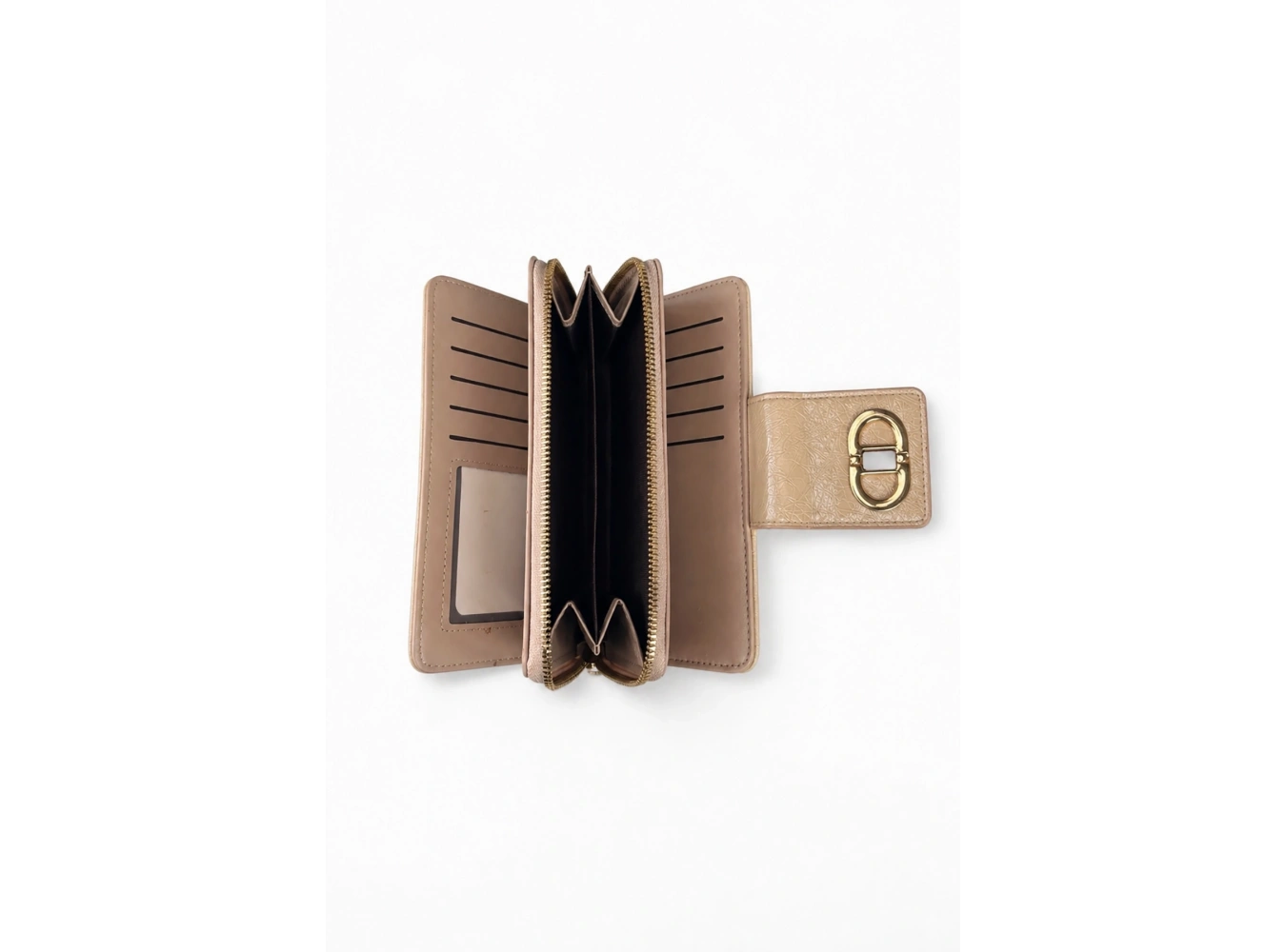 Krem Renk Deri Kadın Cüzdan