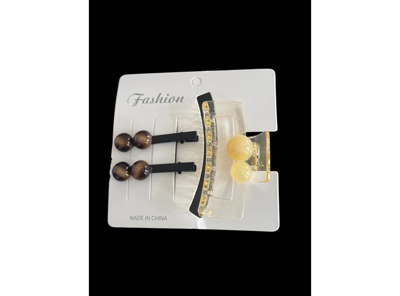 Krem Renk İnci Detaylı Yan Toka Ve Mandal Toka Set