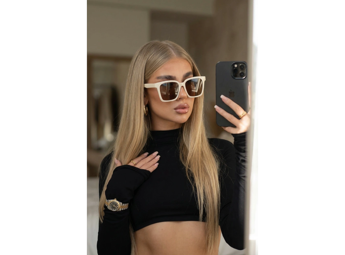 Krem Renk Kadın Güneş Gözlük