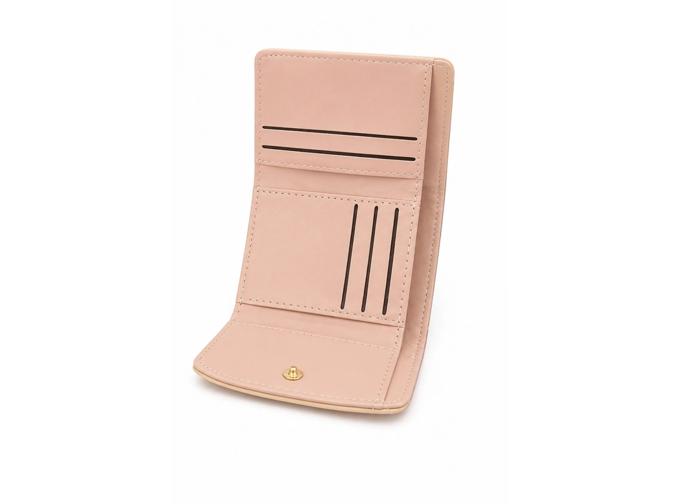 Krem Renk Kalp Figürlü Deri Kadın Cüzdan