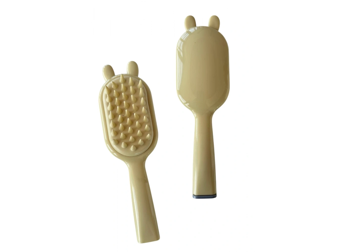 Krem Renk Kulak Detaylı Saç Tarama Fırçası/ Tarak