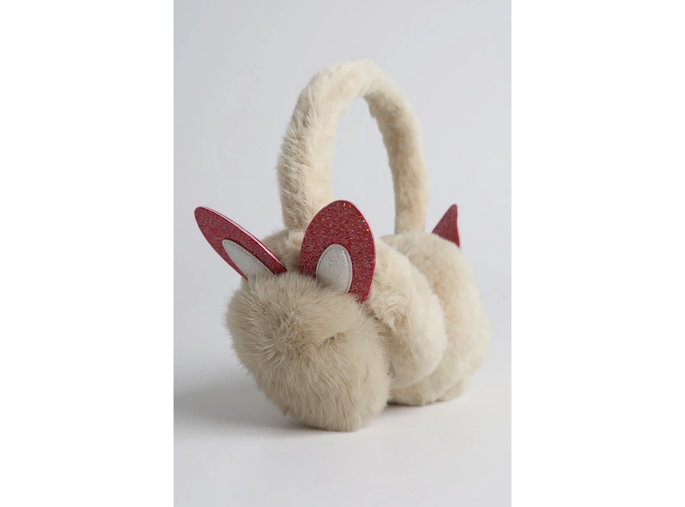 Krem Renk Kulak Figürlü Peluş Kulaklık