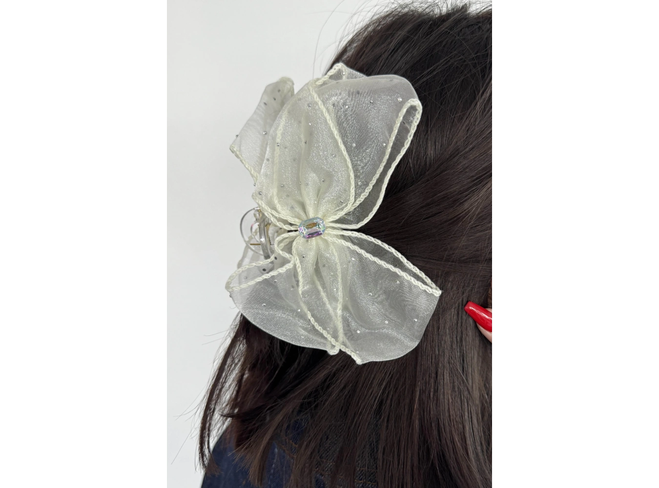 Krem Renk Kurdele Figürlü Mandal Toka