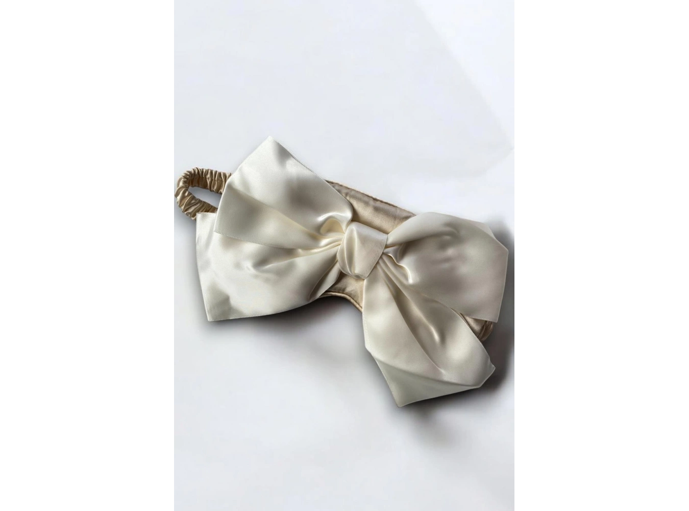 Krem Renk Kurdele Figürlü Saten Uyku Bandı