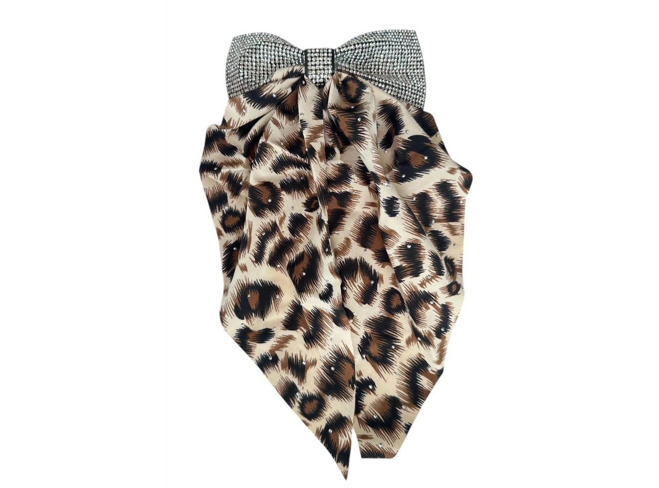 Krem Renk Leopar Desenli Taş Detaylı Otomat Toka