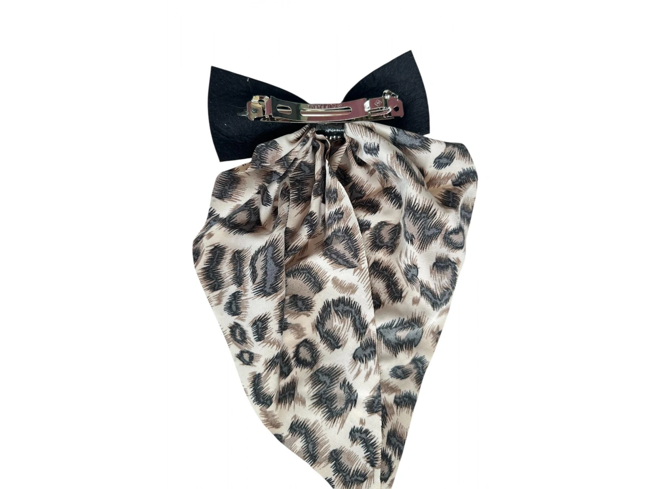 Krem Renk Leopar Desenli Taş Detaylı Otomat Toka