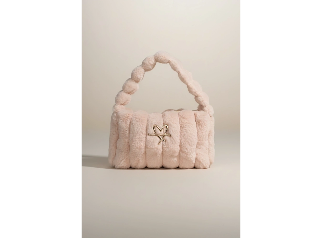 Krem Renk Peluş Makyaj Çantası