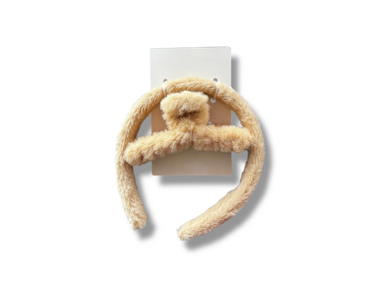 Krem Renk Peluş Mandal Toka Ve Taç Set