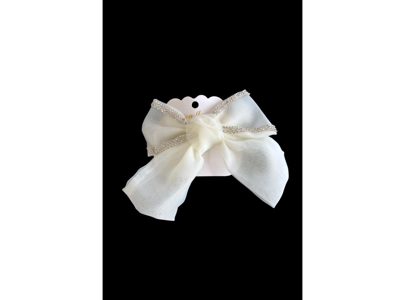 Krem Renk Taşlı Kurdele Otomat Toka