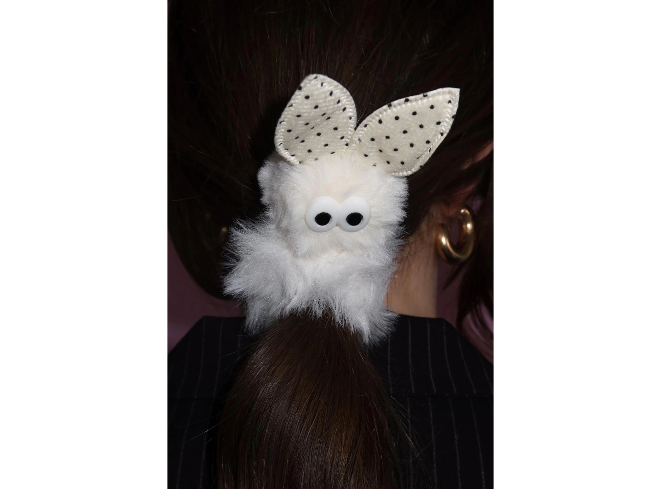 Krem Renk Tavşan Figürlü Peluş Simit Toka