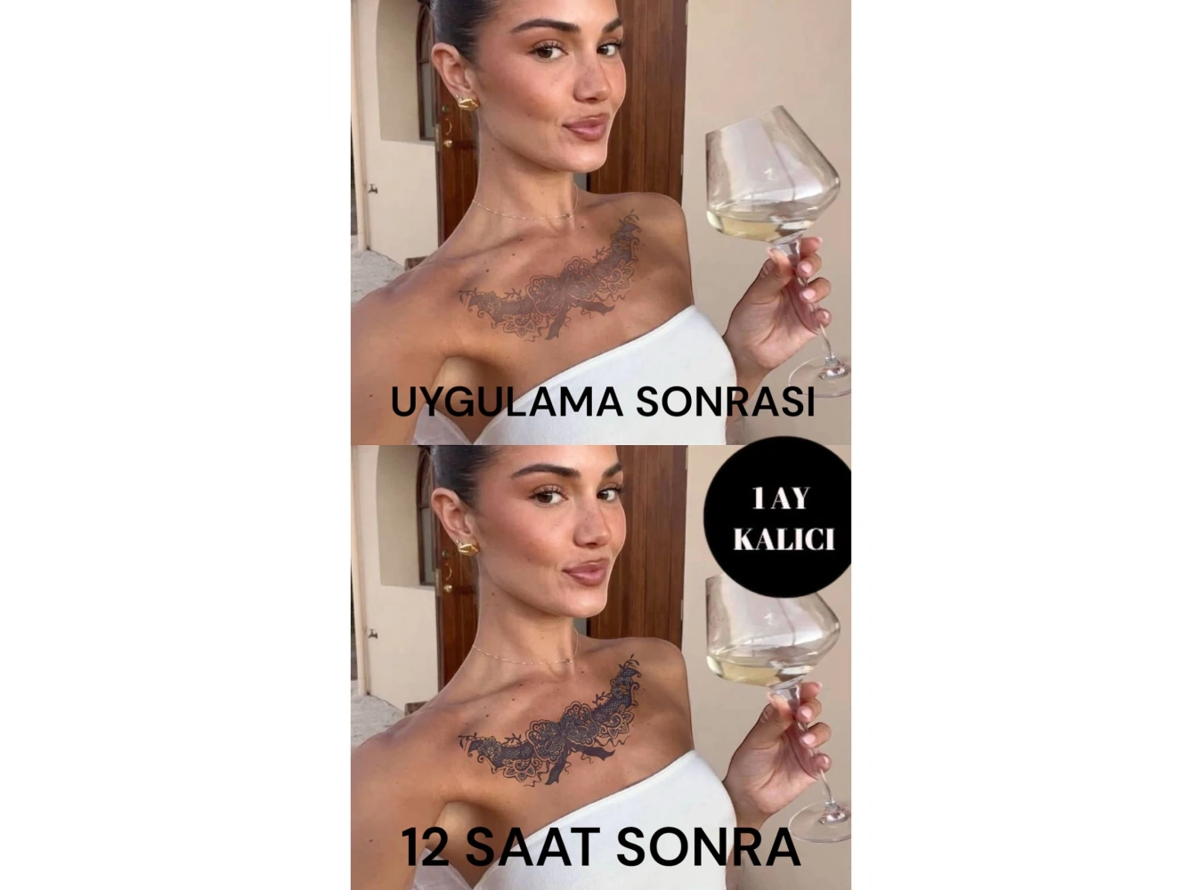 Kurdele Figürlü 12 Saat Sonra Kararan Geçici Dövme Tattoo